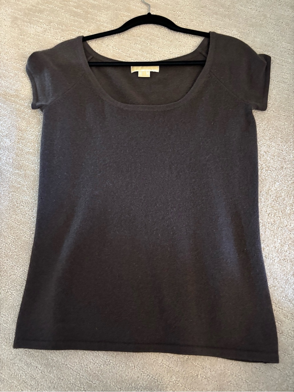 Michael Kors Brown Cashmere Scoop Neck Short Sleeve sweater